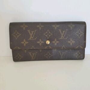 Authentic LOUIS VUITTON LV Vintage Monogram Sarah Wallet Envelope Leather Large